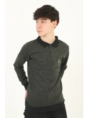 Selanik Yaka Nakışlı Kazak - Haki -