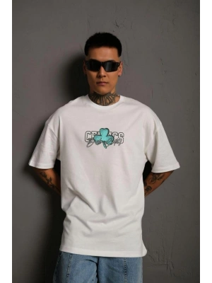 Sırt Baskılı T-shirt - Beyaz -