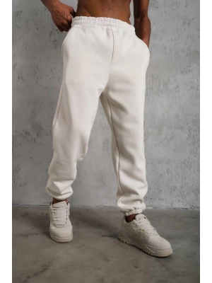 Üç İplik Alt Eşofman Lastikli - Beyaz