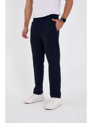 Üç İplik Basic Eşofman Boru Paça İpli Pantolon - Lacivert