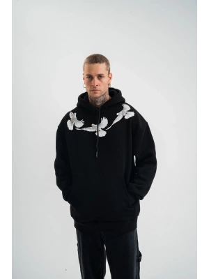 Uzun Kol Bisiklet Yaka Yıkamalı SweatShirt - Siyah -