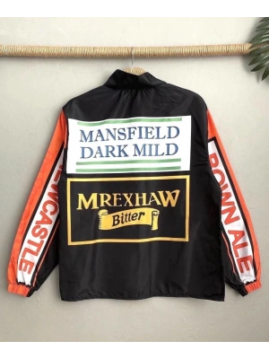 Vintage Baskılı Paraşüt Rüzgarlık - Siyah