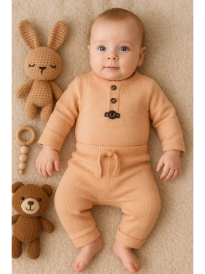 Waffle Çıtlı Düğmeli 2li Mevsimlik Takım