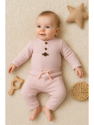 Waffle Çıtlı Düğmeli 2li Mevsimlik Takım