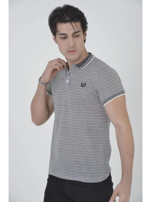 Yakalı Slim Fit Dokuma T-Shirt - Beyaz -