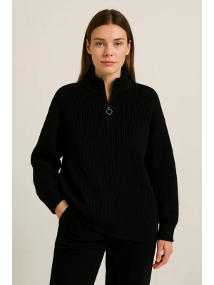 Yarım Fermuarlı Triko Kazak – Selanik Örgü -