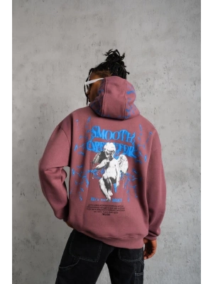 Yıldırım Baskılı Kapşonlu Sweat - Gül Kurusu