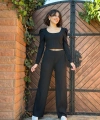 BİÇOMİ Fitilli prenses kol alt üst takım siyah