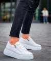 BİÇOMİ KB-X155 Kuback Beyaz Cilt Detaylı Beyaz Yüksek Taban Günlük Spor Ayakkabı