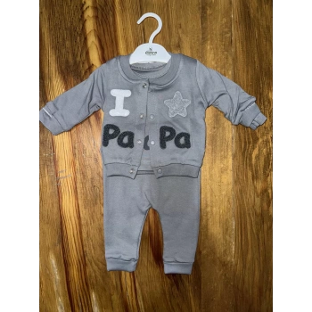 BİÇOMİ 3-12 aylık üçlü kolej ceketli takım gri