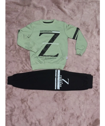 BİÇOMİ 3-9 yaş z baskılı alt üst takım siyahmint erkek çocuk