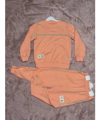 BİÇOMİ 4-10 yaş kız çocuk pembe Armalı yeşilbiye detaylı alt üst ikili takım