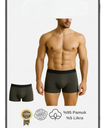 Bicomi Pamuklu Düz Antrasit Renk Erkek Boxer