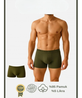 Bicomi Pamuklu Düz Haki Renk Erkek Boxer