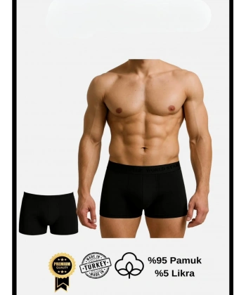Bicomi Pamuklu Düz Siyah Renk Erkek Boxer