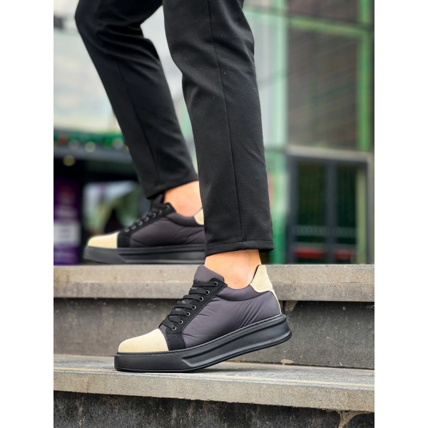 BİÇOMİ KB-X46 Kuback Siyah Bej Yüksek Siyah Taban Günlük Spor Ayakkabı