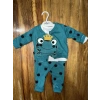 BİÇOMİ 3-12 aylık kurbağa desenli üçlü takım koyumavi