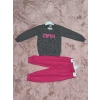 BİÇOMİ 3-7 yaş pontiyeli ikili alt üst takım gri fuşya kız çocuk