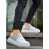 BİÇOMİ KB-X155 Kuback Beyaz Cilt Gri Süet Detaylı Beyaz Yüksek Taban Günlük Spor Ayakkabı