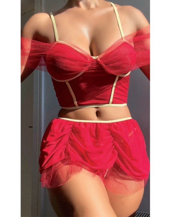 Bicomi Mini Etekli Fantezi Bustiyerli Takım