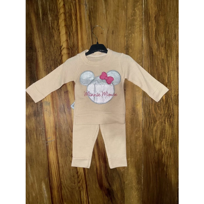 BİÇOMİ 3-12 aylık ayıcık desenli takım krem