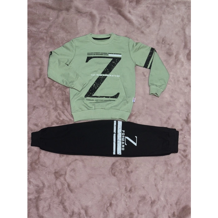 BİÇOMİ 3-9 yaş z baskılı alt üst takım siyahmint erkek çocuk