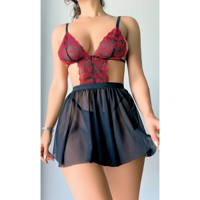 Bicomi Tül Mini Fantezi Babydoll Takım
