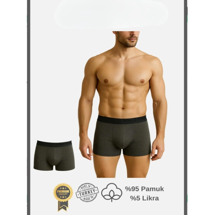 Bicomi Pamuklu Düz Antrasit Renk Erkek Boxer