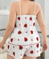 Bicomi Büyük Beden Çilek Desen Pamuklu Şortlu Pijama Takımı
