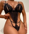 Bicomi Fiyonklu Dantelli Siyah Fantezi Body