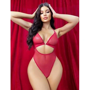 Bicomi Kırmızı Transparan Fantezi Babydoll