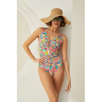 Bicomi Özel Tasarım Tropikal Desenli Mayo