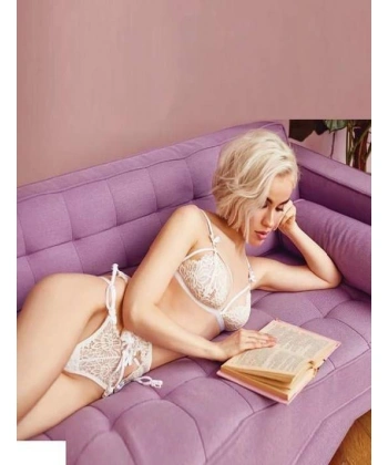 Bicomi Beyaz Göğüs İp Detaylı Fantezi Jartiyer Takım