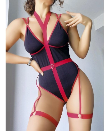 Bicomi Kırmızı Şeritli Fantezi Mayokini