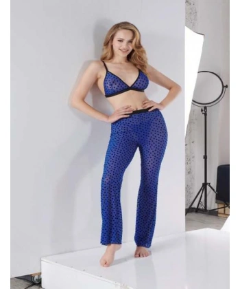 Bicomi Mavi Transparan Fantezi Sütyen Pijama Takımı
