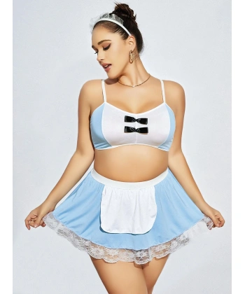 Bicomi Mini Etekli Büyük Beden Fantezi Hizmetçi Kostümü