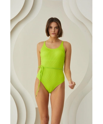 Bicomi Özel Tasarım Bel İp Detay Fitilli Yeşil Mayo