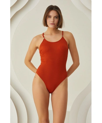 Bicomi Özel Tasarım Fitilli Kiremit Rengi Mayo