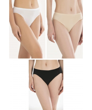 Bicomi Pamuklu Siyah Beyaz Ten Rengi 3lü Külot