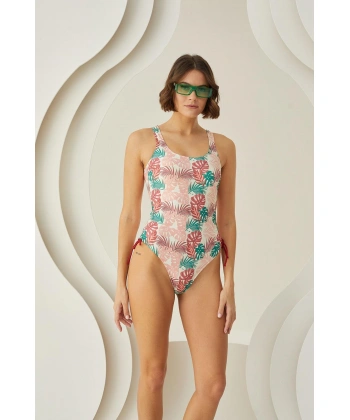 Bicomi Soft Tropikal Yandan Büzgülü Mayo