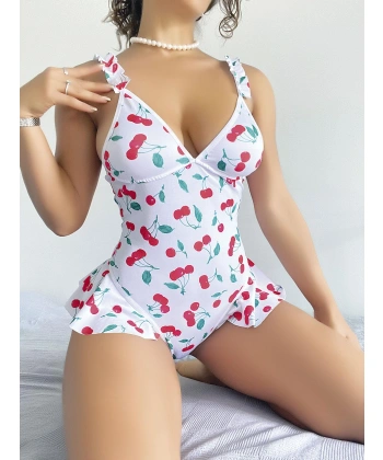 Bicomi Vişne Desenli Fantezi Body