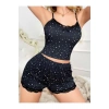 Bicomi Yıldız Desenli Askılı Şortlu Pijama Takımı