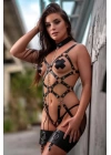 Bicomi Fantezi Tasmalı Harness Meme Ucu Kapatıcılı Siyah Set