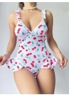 Bicomi Vişne Desenli Fantezi Body