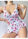 Bicomi Vişne Desenli Fantezi Body