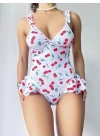 Bicomi Vişne Desenli Fantezi Body