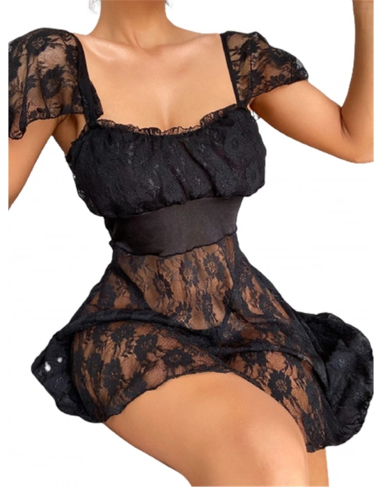 Bicomi Alt Kısmı Tül Üst Kısmı Jarse Mini Fantazi Gecelik