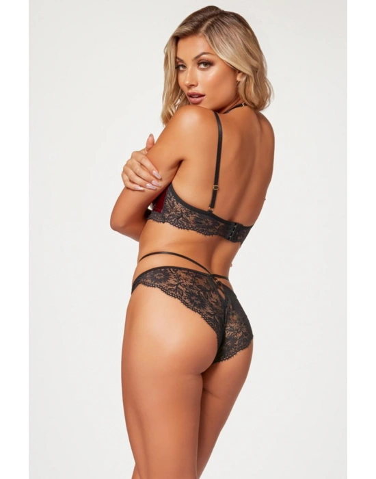 Bicomi Bordo Dantel İşlemeli Fantezi Sütyen Külot Takımı