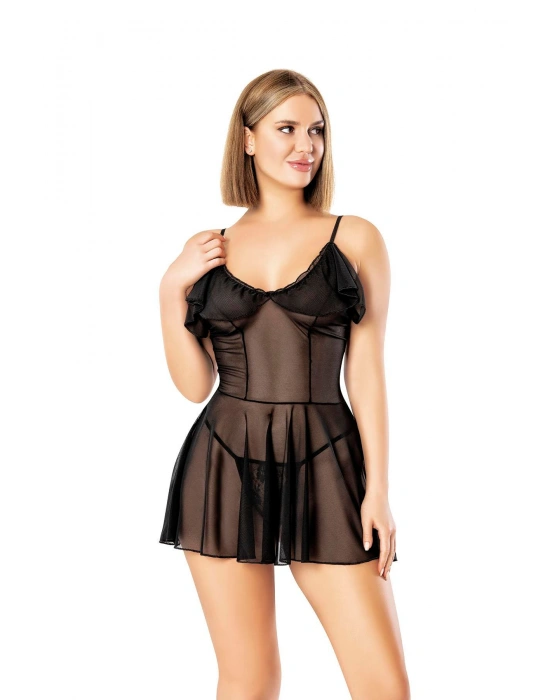 Bicomi Fantezi Siyah Transparan Gecelik