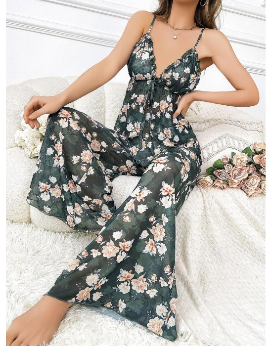 Bicomi Özel Tasarım Çiçek Desenli Salaş Kesim 2li Takım